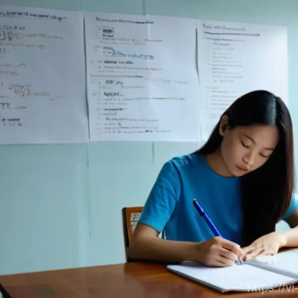 백지 학습법을 활용한 주의 집중력 훈련 - **Prompt 1: Deep Focus and Idea Generation**
A young Vietnamese woman, in her early twenties, si...