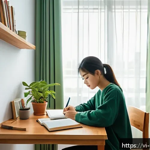 Home 32 백지 학습법과 팀 기반 학습의 연계 - A modern, cozy study corner bathed in natural daylight, featuring a young Vietnamese student focused...