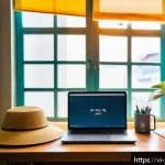 Home 18 백지 학습법과 정보 기술의 융합 - A modern Vietnamese student’s study space featuring a sleek laptop, smartphone with Google Calendar ...